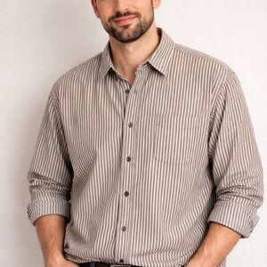 Wrangler Vintage Men’s Striped 100% Cotton Button Up Shirt Long Sleeve 2XL